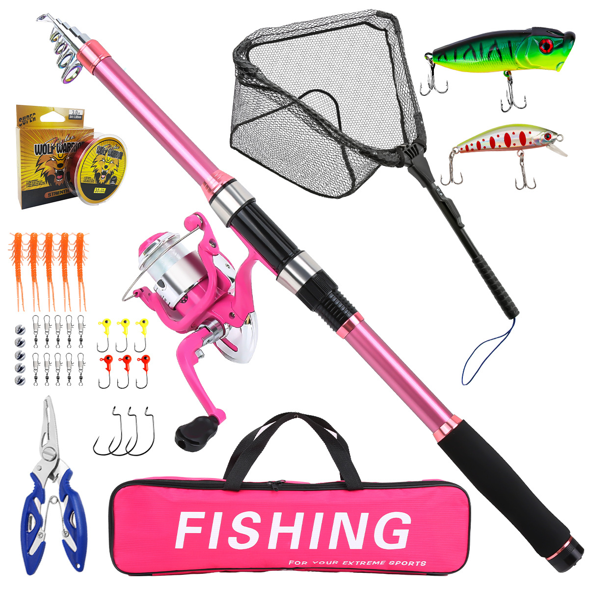 Fishing Line Spool - مجموعة صيد كاملة مع صنارة صيد